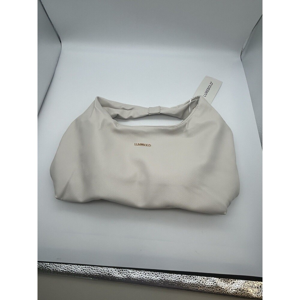 Medium Beige Faux Suede Hobo Tote Bag Women’s Slouchy Shoulder Handbag Purse